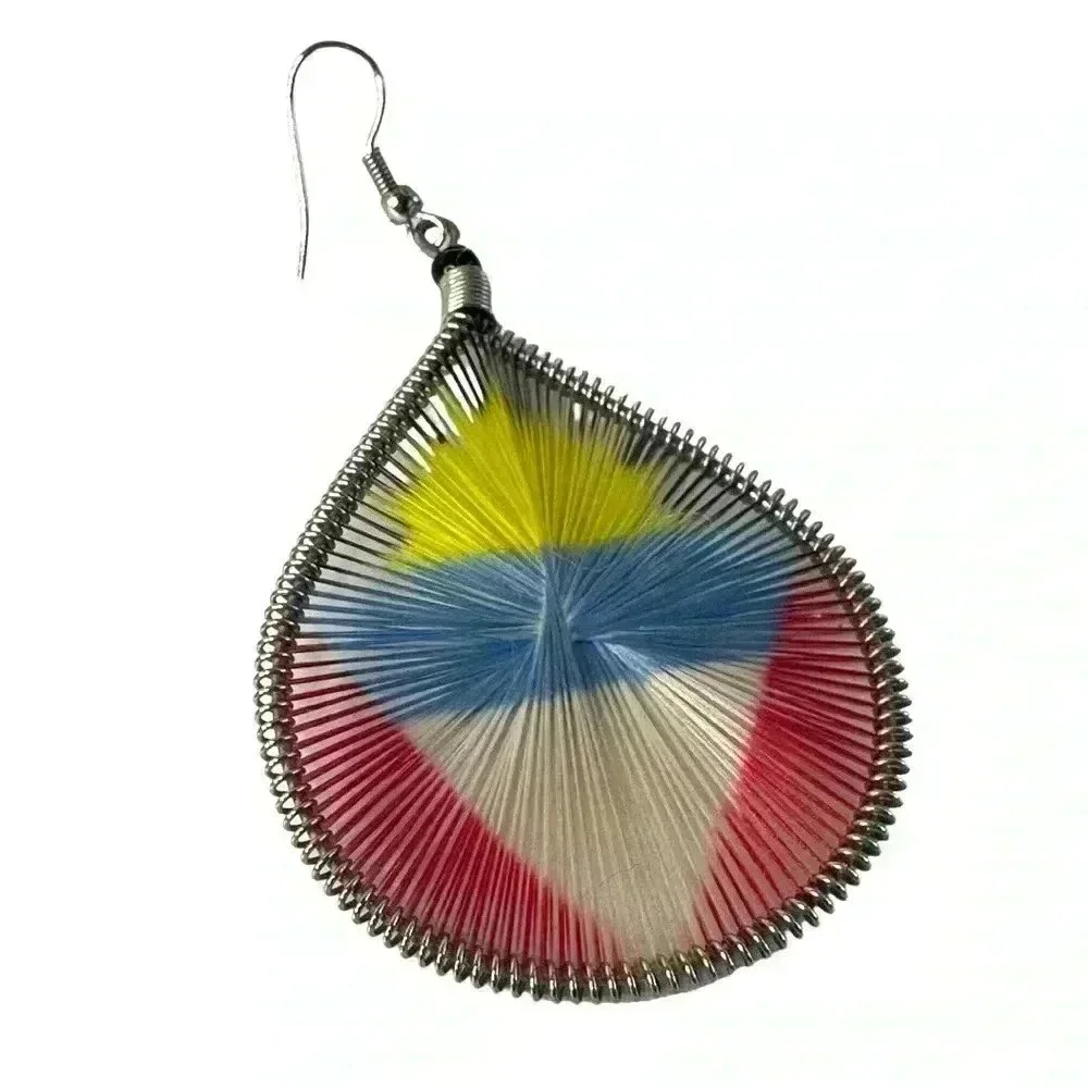 Cute colorful vibrant vintage teardrop Peruvian dangle earrings